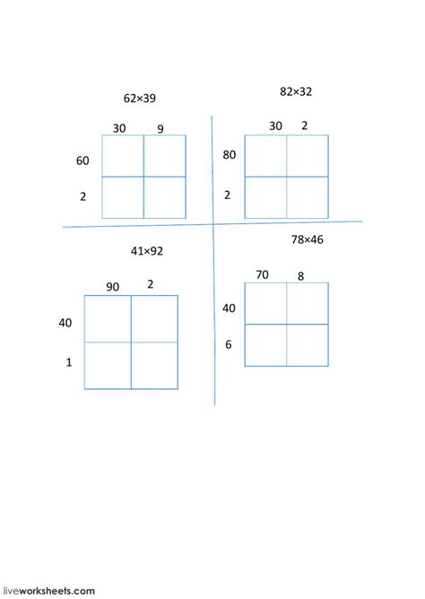 2 x 2 digit multiplication (area model). 4th Grade Area Model Multiplication Worksheets | Times ...