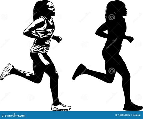 female runner silhouette finish line vector illustration 212698762