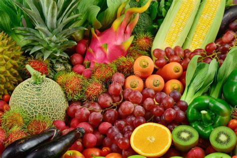 Whole Fresh Fruits And Vegetables Organic For Healthy Stock Image