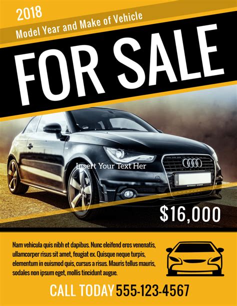 Car For Sale Flyer Template Free