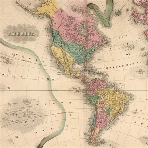 Home Décor Home And Living 1900 Antique Coloured Map C South America