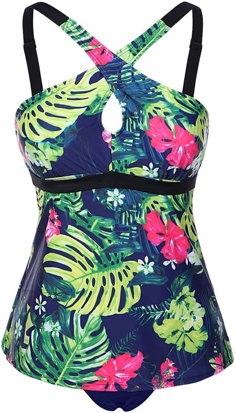 Joymode Womens Two Pieces Tankini Swimsuit Floral Printed