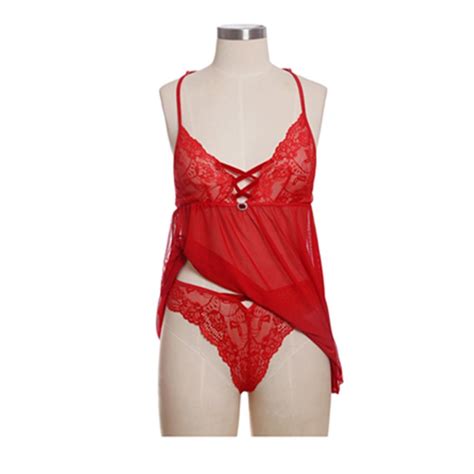 Red Sexy Lace Mesh Lingerie Set
