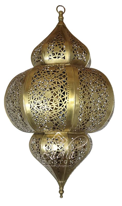 Moroccan Intricately Designed Hanging Gold Color Lantern From Badia