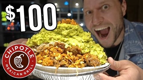 100 Chipotle Burrito Bowl Challenge Youtube