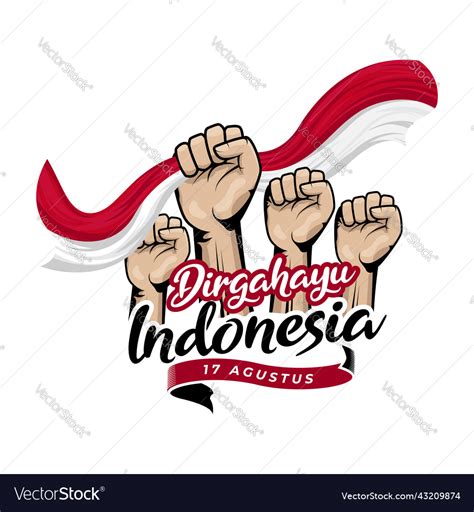 Happy Indonesia Independence Day Greeting Design Vector Image