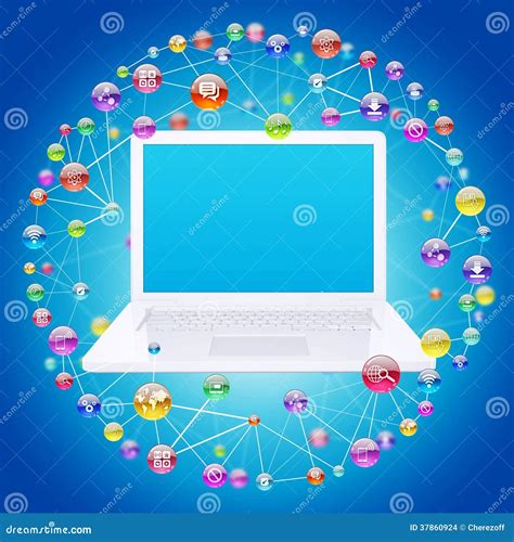 Laptop And Application Icons Stock Illustration Illustration Of