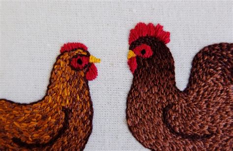 Chicken Embroidery Design Gathered