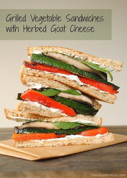 Grilled Vegetable Sandwiches With Herbed Goat Cheese Foxes Love Lemons