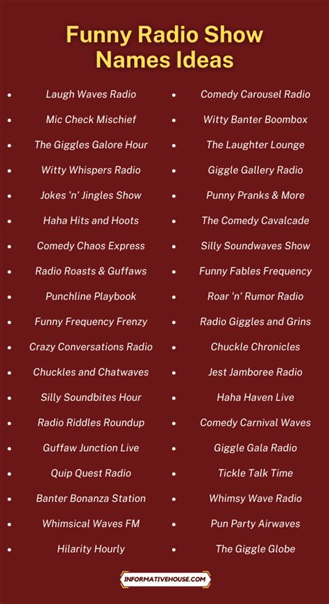 499 Funny Radio Show Names Ideas You Must Check Informative House
