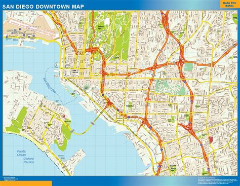 San Diego Downtown Biggest Wall Map Largest Wall Maps Of The World