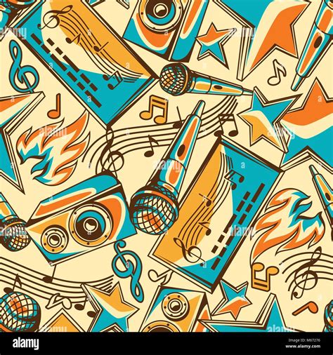 Karaoke Party Seamless Pattern Music Event Background Illustration In