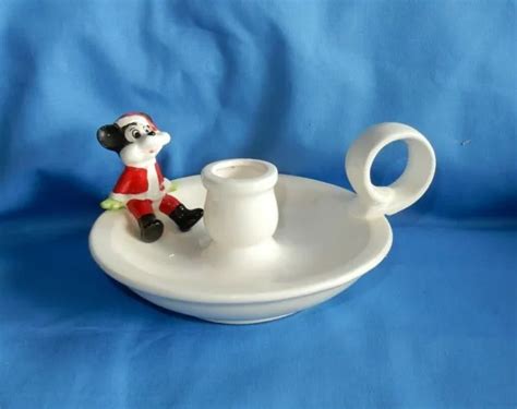 Vintage Disney Prod Japan Mickey Mouse Santa Claus Ceramic Candle Taper