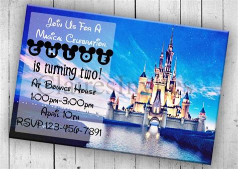 Disney Invitation Disney Castle Invite Birthday Party Invitation