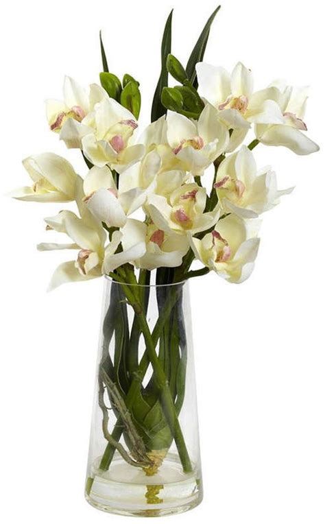 Pinned onto flower bouquet ideas board in gifts & ideas category. Nearly Natural Cymbidium Orchid w/Vase & Reviews - Home ...