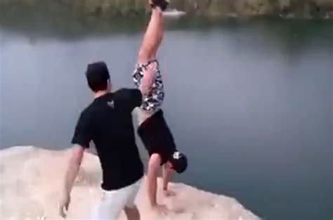 Horrifying Video Shows Man Getting Pushed Off Cliff Edge But Surviving Due To Miraculous Quick