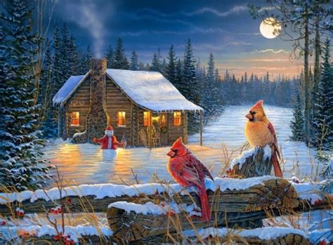 Moonlight Cabin - Winter & Nature Background Wallpapers on Desktop ...