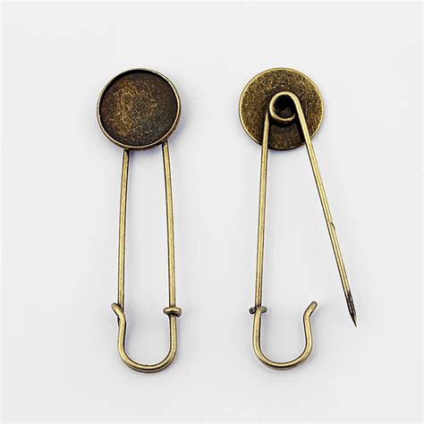 10pcs Bronze Tone Large Durable Strong Metal Kilt Scarf Brooch Safety Pin W Cameo Setting 20mm
