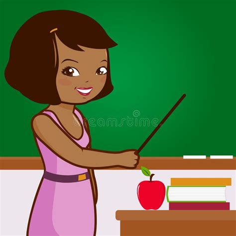 african american female teacher on blackboard stock vector illustration of stick green 59612681