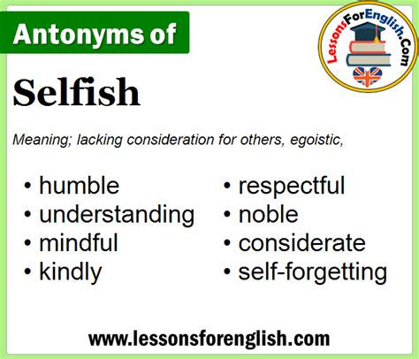 Antonyms Of Selfish Opposite Of Selfish In English Lessons For English