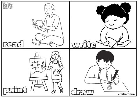 Action Verbs Pages Coloring Pages