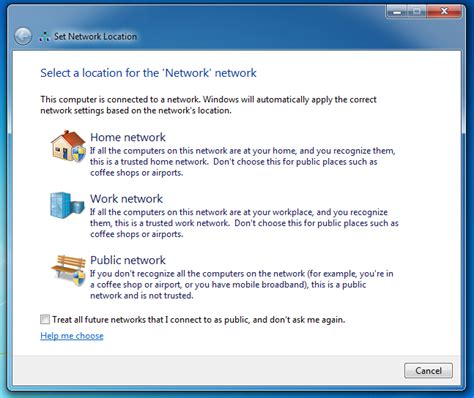 View And Change The Windows 7 Network Location Home Work Public
