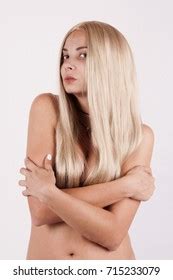 Naked Girl Black Livery Long Blond Stock Photo Shutterstock