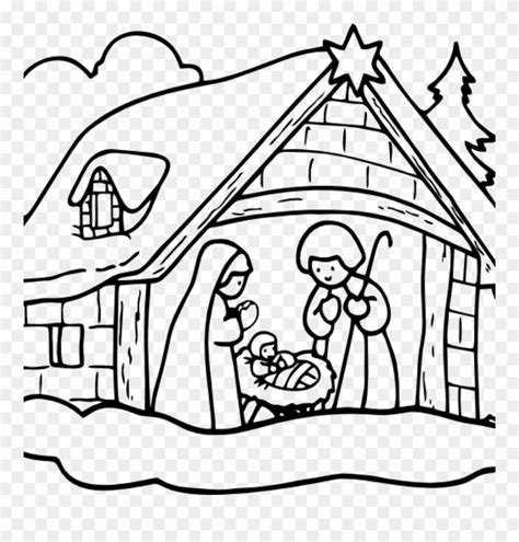 Christmas Crib Colouring Pages Sketch Coloring Page