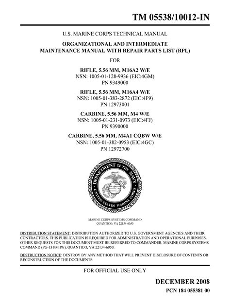 (U//FOUO) U.S. Marine Corps M16/M4 Maintenance Manual | Public Intelligence