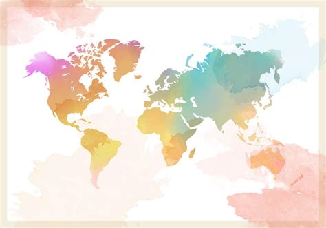 Descargar Acuarela Mapa Del Mundo Vector Gratis Map Canvas Print