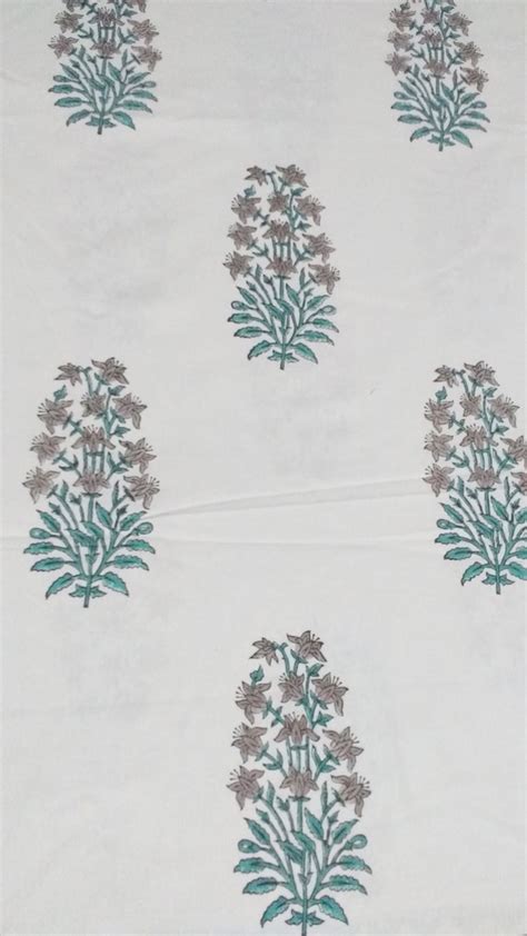 5 Yards Hand Block Printed Fabric Mughal Print Fabric Motif