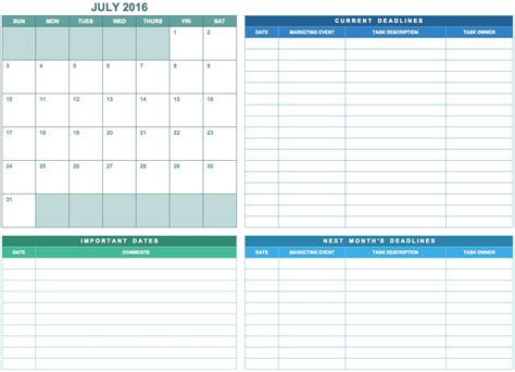 Monthly Task Calendar Template Free Calendar Template