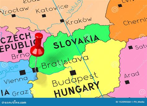 Eslovaquia Bratislava Capital Fijado En Mapa Pol Tico Stock De Ilustraci N Ilustraci N De