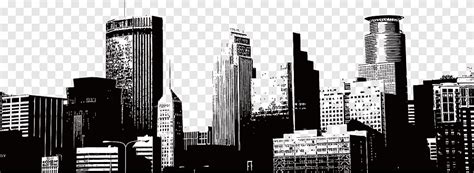Of High Rise Buildings City Silhouette Skyline Illustration Hand
