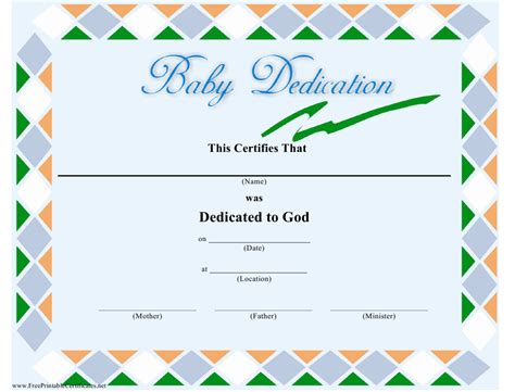 Baby Dedication Certificate Template Download Printable Pdf