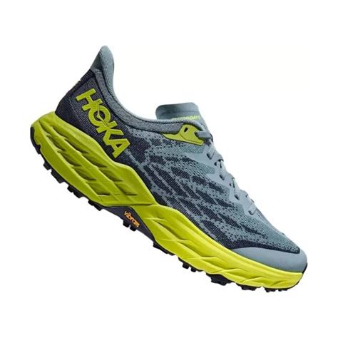 Hoka Mens Speedgoat 5 Stone Bluedark Citron Lennys Shoe And Apparel