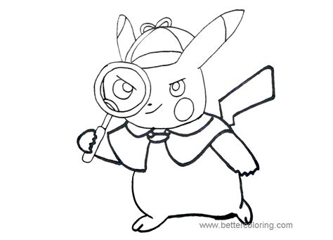 Detective Pikachu Coloring Pages Free Printable Templates