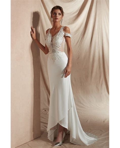 Sexy Tight Lace Beaded Informal Bridal Dress For 2019 Outdoor Wedding 27006a