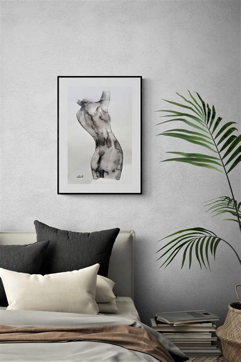 female body ink drawing naked woman body art above bed etsy canada