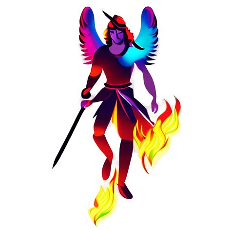 Warrior Angel With Flaming Sword Graphic · Creative Fabrica