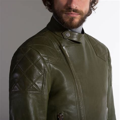 Lyst Bally Leather Biker Jacket In Green For Men