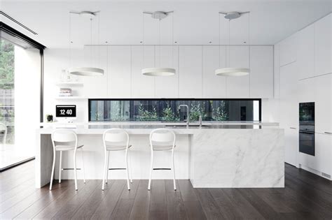 13 Examples Of Bright White Contemporary Kitchens Contemporist