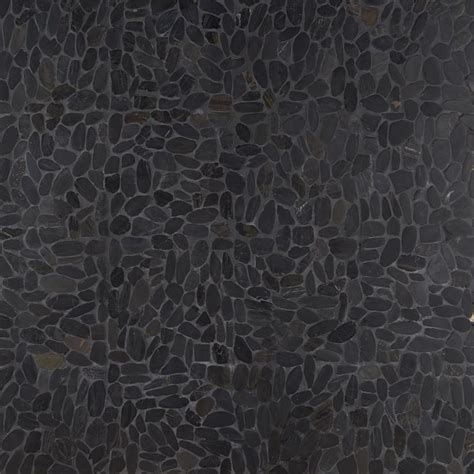 12 X 12 Cobblestone Noir Polished Marble Tile In Black