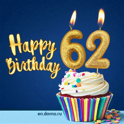 Happy Birthday 62 Years Old Animated Card — Download On