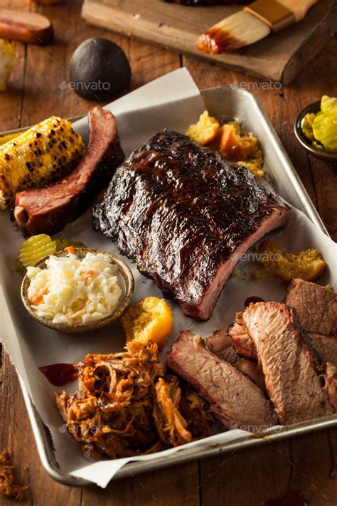 Barbecue Smoked Brisket And Ribs Platter Stock Photo By Bhofack2