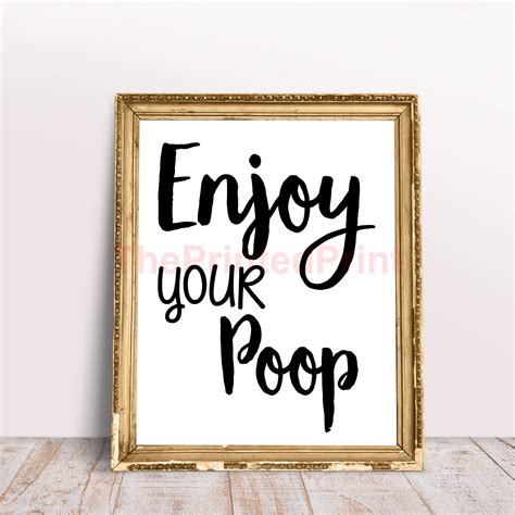 Enjoy Your Poop Funny Bathroom Quote Print Funny Toilet Art Etsy