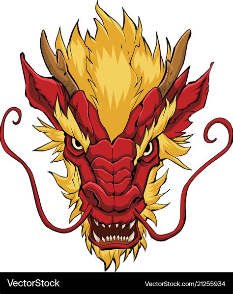 Chinese Dragon Head Red Royalty Free Vector Image