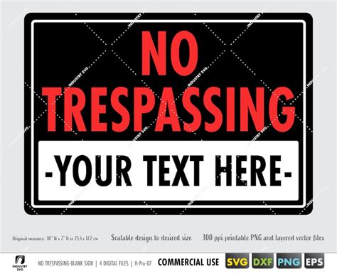 Trespassing Sign Svg Blank No Trespassing Sign Dxf Custom No Etsy
