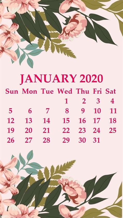 Free Download January 2020 Iphone Calendar Wallpaper In 2019 January