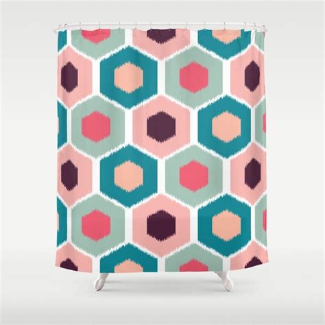 Buy Ikat Honeycomb Pink Homedecor Shower Curtain By Susycosta